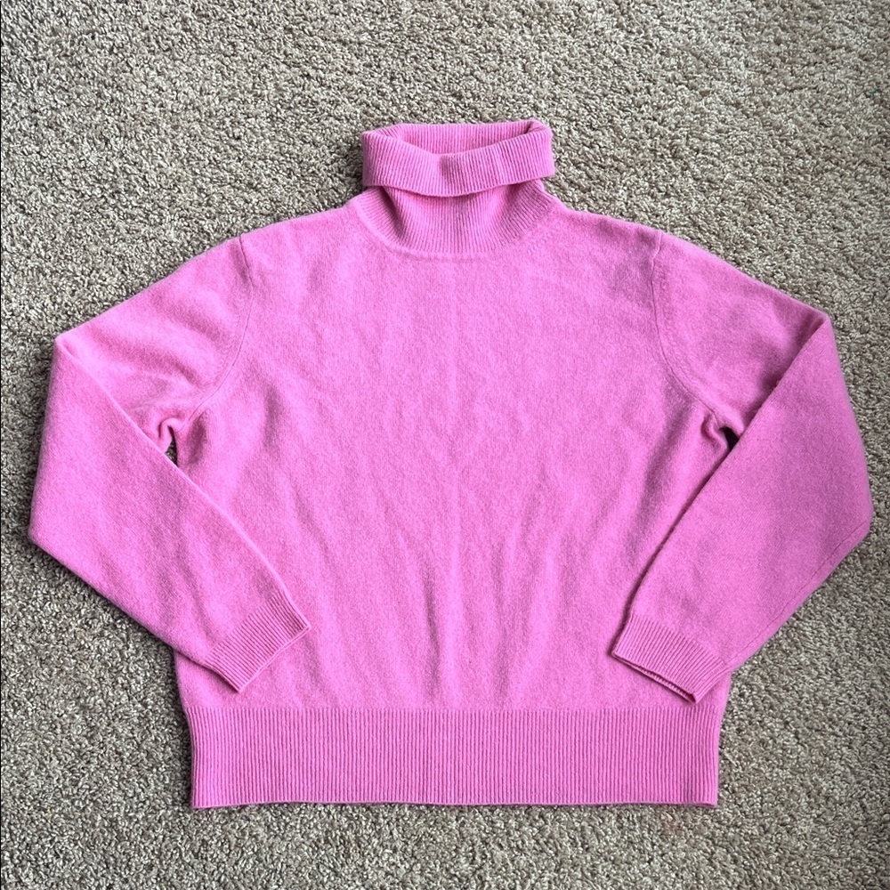 Cashmere Croft & Barrow Vibrant 100% Cashmere Pink Turtleneck Sweater